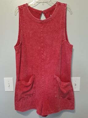 Jadelynn Brooke Tailgate Mineral Washed Red Romper